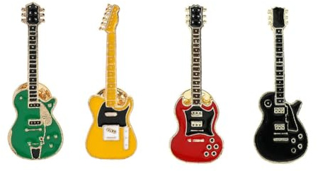 Retro-Gitarren-Broschen, kreative Instrumente, Anstecknadeln, Gitarren-Brosche für Kleidung, Hut, Revers, Abzeichen, Schmuck, Geschenke, Zubehör, 4 Stück
