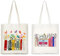 ZUYIST 2 Stück The Tote Bag, Jutebeutel Bedruckt Einkaufstasche in 2 Größe, Bedruckt Stoffbeutel in 2 Arten, Faltbar Shopper Tasche Damen, Baumwolltasche Stofftasche für Arbeit Einkaufen Reisen