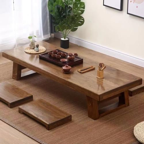 Tragbarer, klappbarer Couchtisch, Kombination aus Teetisch für Zuhause, niedriger Tisch aus Massivholz, zum Sitzen auf dem Boden, Akzentmöbel, 120 x 60 x 35 cm