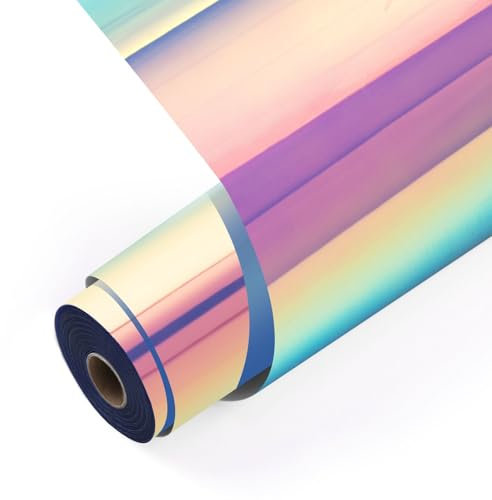 LOKLIK Vinilo Adhesivo Permanente Holográfico Rosa Ideal para Manualidades, Diseños Iridiscentes en Vidrio, Cerámica y Más (violeta holográfico)