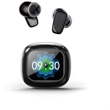 Wireless Bluetooth Small ANC Earbuds with Touchscreen Charging Case Active Noise Cancelling Earphones with 64GB TF Card Slot Touch Screen In Ear Headphones with Speaker Mode for iPhone Android Work