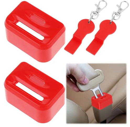 2Sets Seat Belt Buckle,In And Locks Seat Belt Buckle Guard,Red Seat Belt Lock With Release Seat Belt clips Prevent Kids Children Disabled Unbuckling Seat Belts