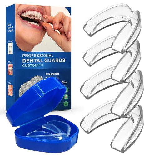 4 Piezas Ferula Descarga Bruxismo, Bruxismo Dental Noche, Férula de Descarga in 2 Tamaños, Protector Bucal para Dormir, Protector Bucal Bruxismo con Caja, Prevenir el Bruxismo y Roncar