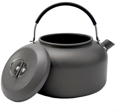 Grauer Teekessel für den Außenbereich, harteloxiertes Aluminium, Camping-Kaffeekanne, 0 8 l/1, 4 l (1,4 l)