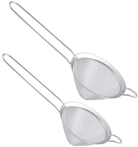 URHRHU 2 Pezzi Cocktail Fine Mesh Conico 7,3cm y 8,4cm Setaccio in Acciaio Inox Colino per alimenti Colino in Acciaio Inox Conico a maglia fine
