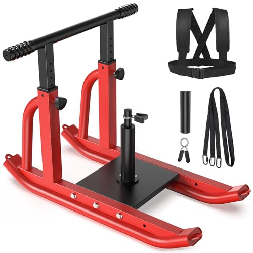 TYRSEN Slitta per pesi, allenamento fitness, manico regolabile in altezza, robusta slitta push pull per allenamento di forza, velocità e agilità, migliora gli esercizi, crossfit, adatta per pesi da