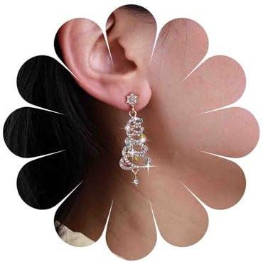 Cybche Vintage Strass Weihnachtsbaum Ohrringe Farbe Kristall Baum Weihnachten Ohrringe Gold Schneeflocke Ohrstecker Ohrringe Funkelnde Cz Baumeln Ohrringe Hohlen Kristall Ohrringe Schmuck Für Frauen