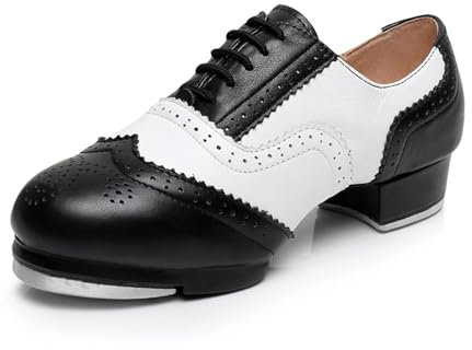 Zapatos de Claqué de Cuero Zapatos de Tap para Mujer Hombre Zapatos clásicos de moda con cordones zapatos de baile transpirables ,Zapatos de baile ligeros y cómodos,para actuaciones en equipo