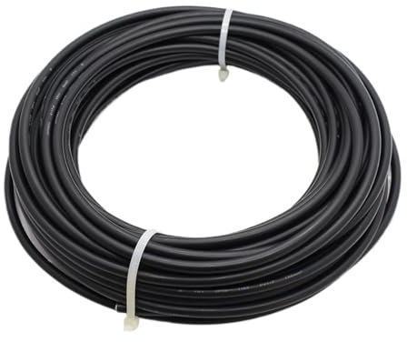UOUOBEAR Cable Solar de 10 Metros/Rollo, 10mm2, 8AWG, Rojo y Negro, PV, Cable CC, Conductor de Cobre estañado, Chaqueta XLPO(10mm2 Black 10m)
