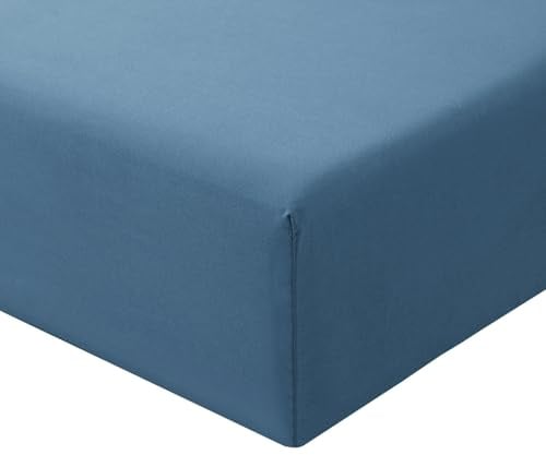 RUIKASI Double Fitted Sheet Deep - Dusty Blue Bottom Sheet for Double Size Bed with 40cm 16 Inches Extra Deep Sided Pocket, Soft Microfiber Bedsheet Ultra Deep Fit with Mattress