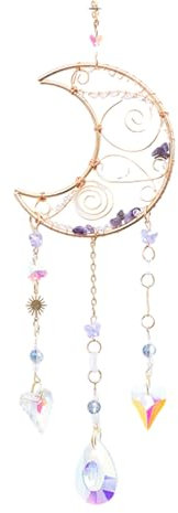 Wsdsgz Handgefertigter Kristallanhänger Sonnenfänger Einzigartiger Mond Charme Entworfener Traumfänger Einfacher Hecken Chimes Dekoration
