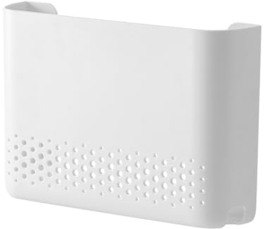 Lavandi Wall Mount WiFi Router Storage Holder, White Plastic Organizer with Ventilation Holes (Small)