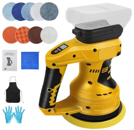 Akku Poliermaschine Kompatibel mit Dewalt 18V/21V Batterie, 21V Auto Poliermaschine mit 8 Variablen Geschwindigkeiten, Exzenter Poliermaschine für Autodetaillierung/Polieren/Wachsen (ohne Akku)