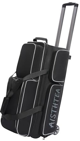 Aisthtea Bowlingtasche mit 3 Bällen und Rollen, Rollwagen Bowlingtaschen mit großem separatem Schuhfach und übergroßer Zubehörtasche