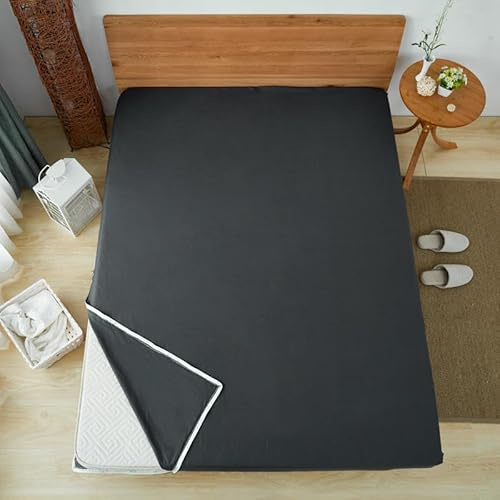 Coprimaterasso per futon con cerniera - Protezione per materasso lavabile antipolvere rimovibile con cerniera a cerniera di colore solido per materasso giapponese tatami (Grigio scuro, 120x200cm)