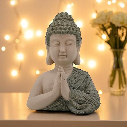 DARO DEKO Kunststein Garten-Figur Buddha 24 x 33cm Dekofigur Skulptur Gartendeko