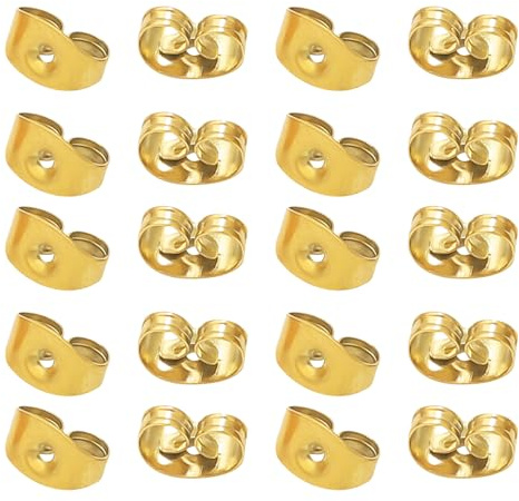 20Pcs Butterfly Earring Backs, Gold Earring Backs, Gold Replacement Secure Ear Locking for Stud Earrings, Jewelry Making