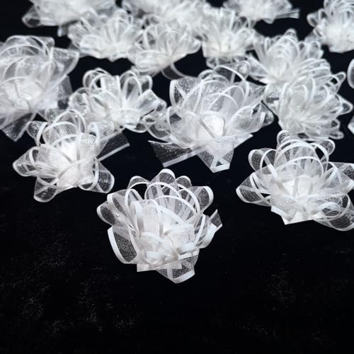 ZYOOO Geschenkschleife Weiß,18 Stück Selbstklebend Geschenk-Schleifen zur Weihnachten, Geburtstagen und Hochzeiten Geschenkedeko
