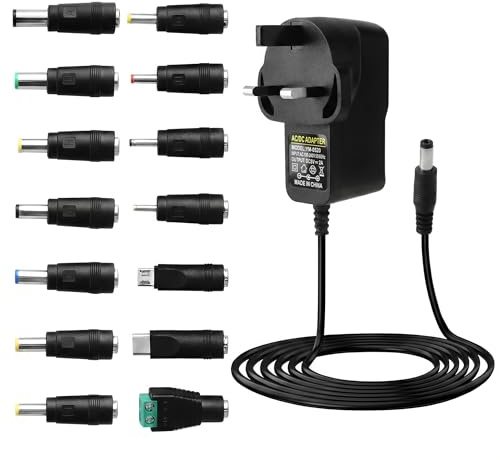 5V 2A Power Supply Adapter AC to DC with 14 DC Plugs 10W Max Universal | AC 100-240V Input for Routers, Speakers, CCTV Cameras, LED Strip Lights, TV Boxes and Audio Video Devices