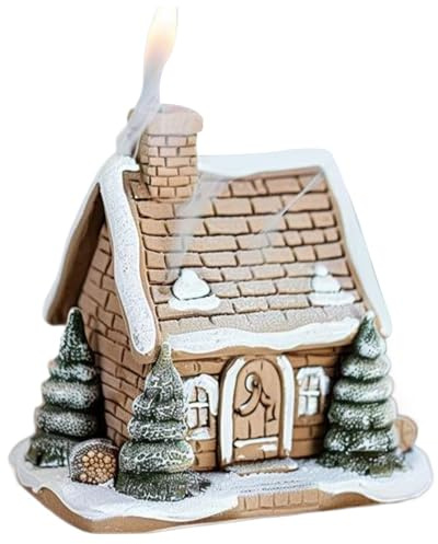 Decorazioni Natalizie, Bruciatore di incenso Casetta di tronchi in resina Bruciatore a cono di incenso Porta cono creativo per decorazioni natalizie per uso domestico interno