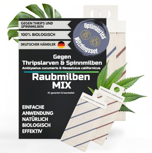 GardenTaurus Raubmilben Mix 8 Tüten gegen Thrips, Spinnmilben, Weiße Fliege und weitere Schädlinge 8er Sachet Mix, effektive Schädlingsbekämpfung (8, Mix gegen Spinnmilbe/Thrips)