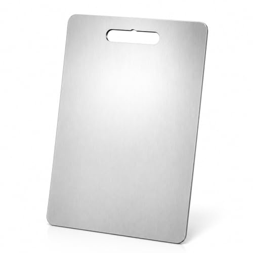 Tagliere Acciaio Inox Alimentare 304 Certificato MOCA | 34x23 cm, Antibatterico, Professionale da Cucina, Igienico e Facile da Pulire, per Carne e Verdure, Lavabile in Lavastoviglie