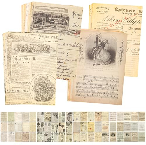 120 Blätter Scrapbooking Papier Vintage Scrapbook Paper zum Basteln, 20 X 14cm Designpapier Motivpapier mit 4 Stile Papier Muster für Scrapbook, Fotoalbum, Tagebuch, Notizbuch, Bullet Journal