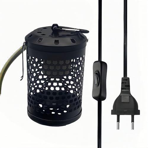 PetFizz Reptilien Wärmelampe Terrarium Lampensockel mit Schutzkorb, Schildkröte Keramik Fassung für UVB Lampe, Geeignet für Infrarotlampen, UVB Lampen und Wärmelampen MAX100W