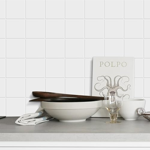 Alwayspon 10 adhesivos de vinilo 3D de superficie silenciosa para azulejos de pared, despegar y pegar, impermeables, para pared de cocina, baño, 9 rejillas blancas