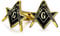 Freimaurer Kompass Symbol Freimaurer Manschettenknöpfe Für Männer Schwarz Emaille Zweifarbig Silberfarbener Edelstahl Scharnier Kugelrückseite