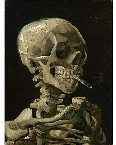 Fine Art Prints Van Gogh Head Skelett brennende Zigarette Kunstdruck Poster Wanddekoration 30,5 x 40,6 cm