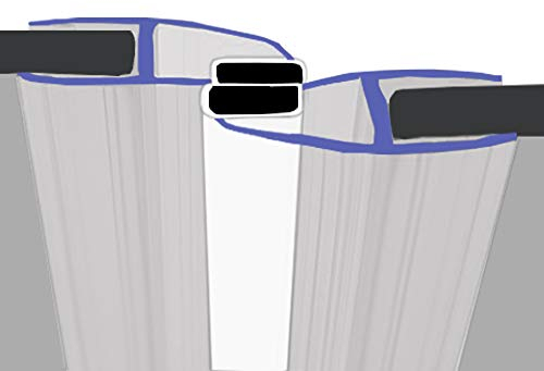 Magnetic Shower Seals | Sold in Pairs | Fits 4-6mm Glass | Protruding Side Magnets Normally Found on Pivot Doors | 2 Metres Long | MAG025