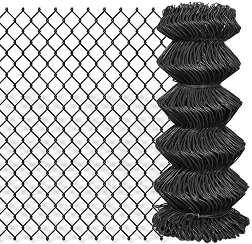 Tidyard Galvanized Chain Link Fence Mesh Fencing Panel Animal Edge Border PVC-coated steel 25x0.8 m Steel Grey