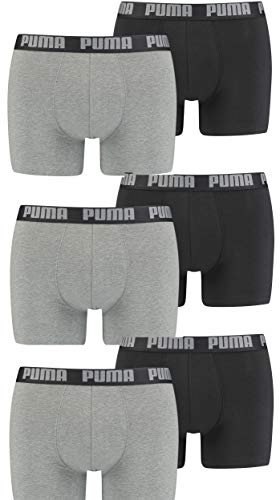 PUMA 6 er Pack Boxer Boxershorts Men Herren Unterhose Pant Unterwäsche, Farbe:691 - Dark Grey Melange/Black, Bekleidungsgröße:L