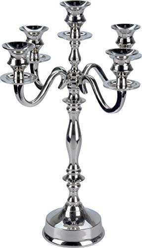 matrasa 5-Armiger Kerzenleuchter 40 cm - Kerzenständer für 5 Kerzen - Kerzenhalter Kandelaber Silber