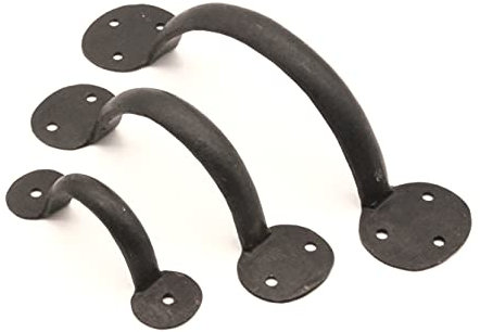 Infinity Decor Hand Forged Wrought Iron Blacksmith D Pull Handles Bean Penny End 4 6 8 Cupboard Cabinet Door Pull Handle Beeswax Finish (6 Inch (150mm))