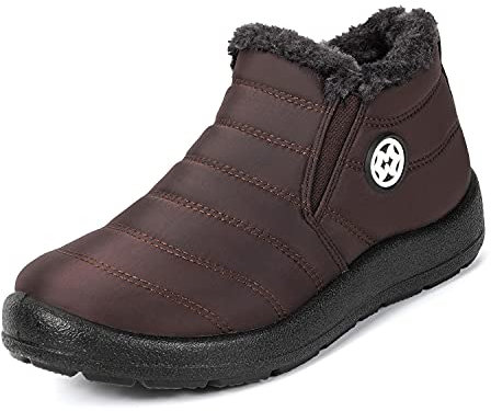 Gaatpot Winterschuhe Damen Winterstiefel Wasserdicht Stiefel Warm Schuhe Winter Stiefeletten Braun Gr.36