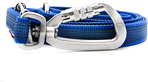 Twinkys Dog Style Dreifach verstellbare Hundeleine gummiert 20 mm breit mit Sicherheitskarabiner 3 Meter Blau