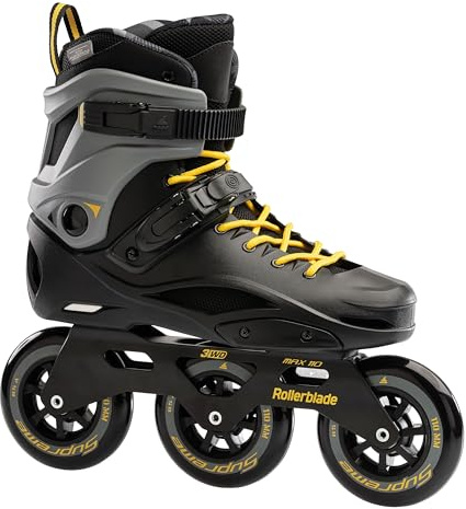 Rollerblade RB 110, Herren Inline Skates, robuster Schalenschuh, Schwarz/Safran Gelb, Gr. 48
