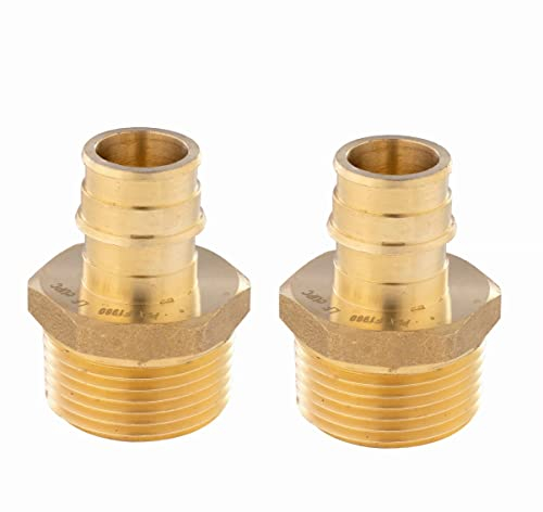 EFIELD Pex A, Volldurchfluss-Erweiterung, Messingbeschläge, 1,9 cm Pex x 2,5 cm NPT-Adapter, ASTM F1960, 2 Stück