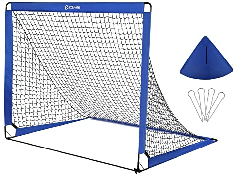 EXTFANS 2-in-1 Fußballtor für Kinder | 120cm / 150cm Faltbares Soccer Tor mit 5 Zielscheiben & Tragetasche | Robuster Outdoor Fussballtore mit 4 Heringen für Garten, Strand, Park (110 * 85cm)