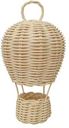 Hängelampe Gewebter Lampenschirm Rattan Heißluftballon Form Kronleuchter Lampenschirme Weiden Hängend Pendelleuchte Lampenschirm Vintage Ersatzschirm Lampe Schatten für Kinder Schlafizmmer Dekoration