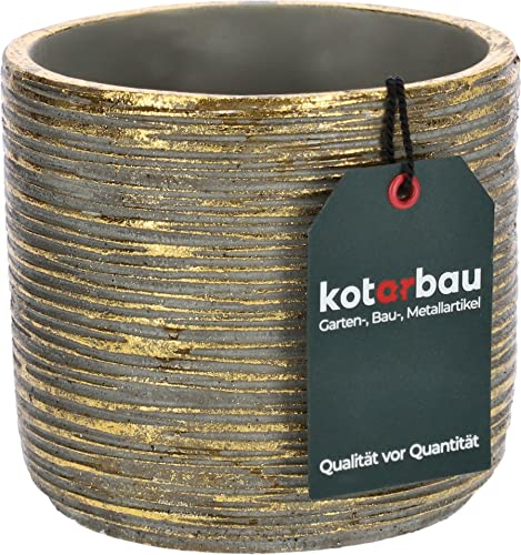KOTARBAU® Pot de Fleurs décoratif en céramique Rond Ethno Rustique Or Ø 12 cm