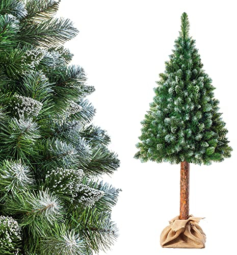 KADAX Albero di Natale artificiale su un tronco 220 cm, albero di Natale in pino, Ø ca. 110 cm, con punte innevate, 37 rami e 11 corone, albero di Natale in PVC con supporto (sogni di diamanti 220 cm)