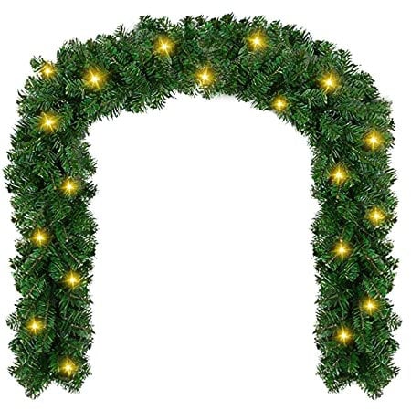 SWANEW Weihnachtsgirlande, 5m Künstlich Tannengirlande mit 100 LEDs Warmweiß, 8 Beleuchtungsmodi verfügbar Weihnachtsdeko für Innen und Außen Treppengeländer Weihnachtsbaum