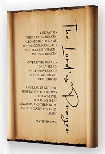 Neteydey Wanddekoration, gerahmt, Vintage-Leinwand, Matthäus, 6:9-13, Bibelzitate, Wandkunst, Skriptur-Poster (40,6 x 61 cm, gerahmt)