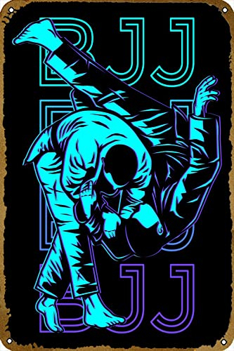 BJJ Brasilianisches Jiu Jitsu Metall-Blechschild, 30,5 x 20,3 cm, Retro-Vintage-Wanddekoration, Poster, Plakette