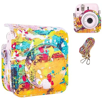 HIYQIN Amazing Color Case Compatible with Fuji Film Instax Mini 12 Instant Camera, Polaroid Camera Instax Mini 12 Bag Case with Shoudler Strap - Abstract Painting