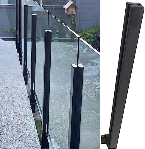 Glasgeländer Geländerpfosten aus schwarzem Glas, seitliche Montage, Zaunpaneele für Außenpools, Balusterpfosten, Deckgeländersystem mit komplettem Kit für Außentreppen, Villen, Balkone/Treppen ( Color