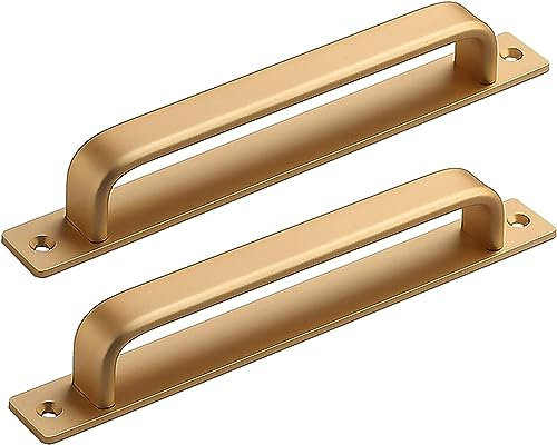 Gold Brass Knobs Door Handle,Cupboard Handles,2pcs Handle Sliding Barn Golden Flat Bar Grip Garden Gate Handle Front for Wooden Doors Sliding Gate Garage Shed Handles(Hole Distance:128mm) (Size : (C